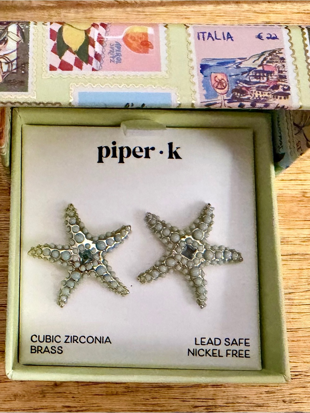 Piper K Starfish Stud Earrings in Light Blue
